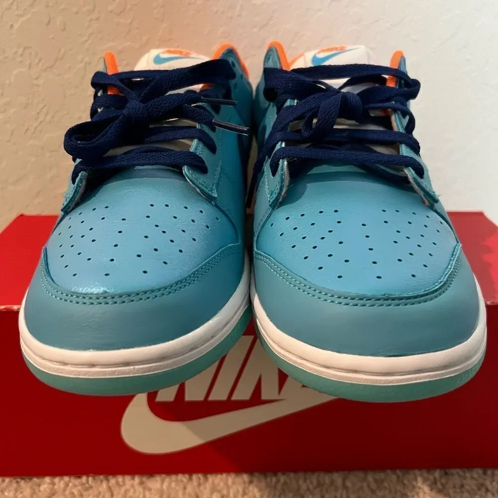 Nike Dunk Low SE Baltic Blue Total Orange Sneakers - Picture 3 of 11